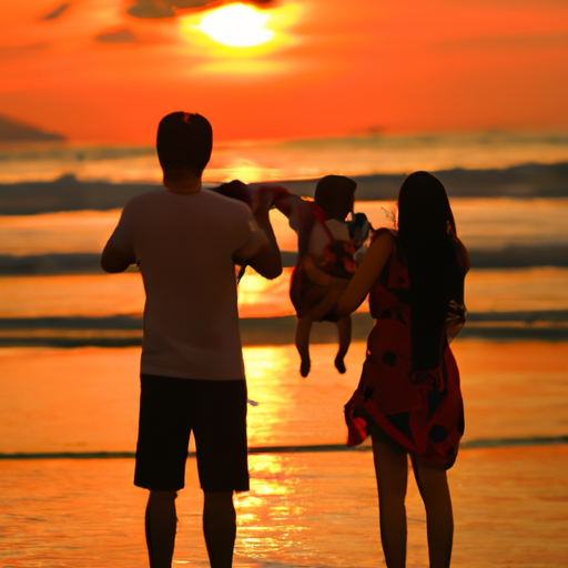 המשפחה שלנו נהנית מהשקיעה בחוף פאטונג בפוקט